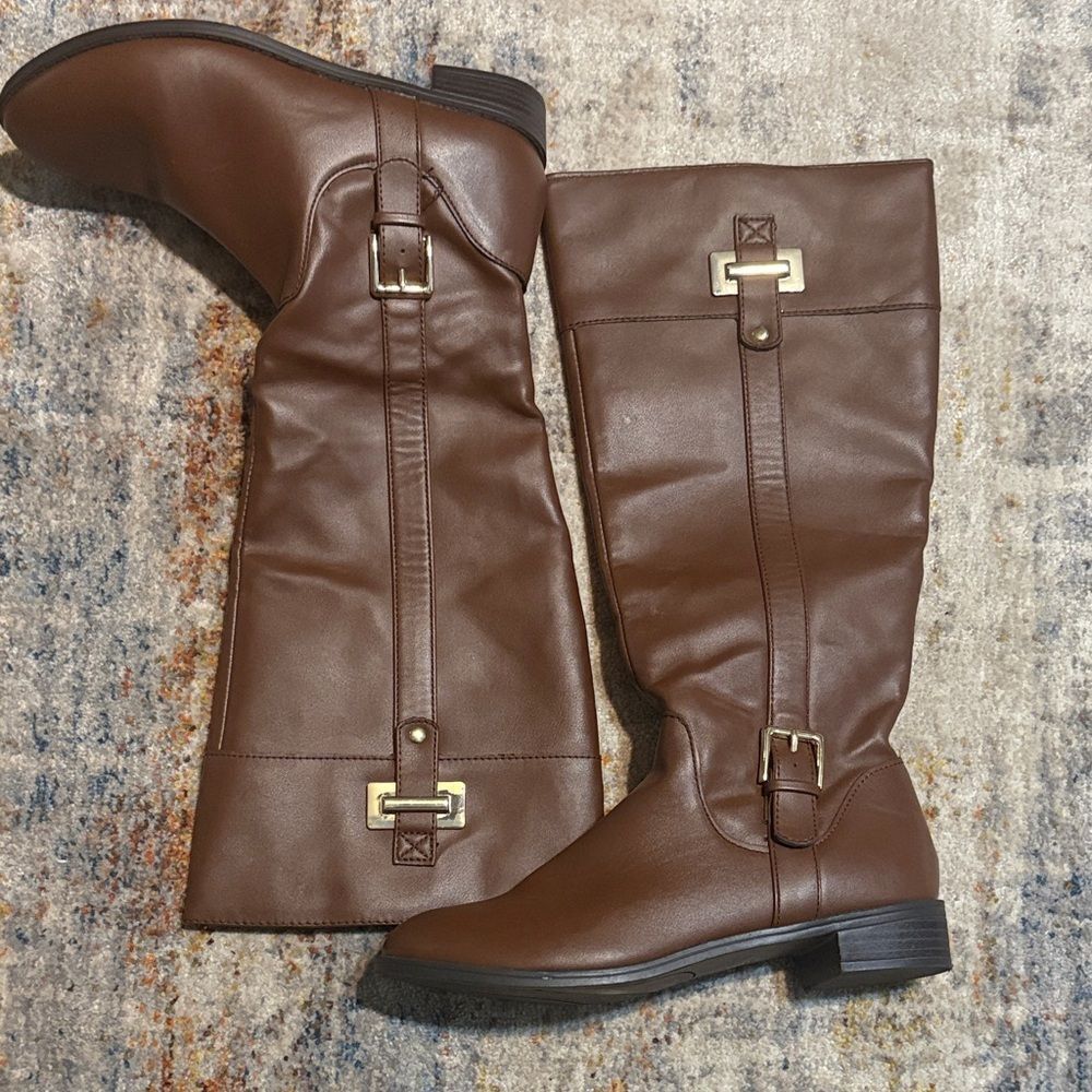 Karen Scott Knee-High Boots with Buckles.